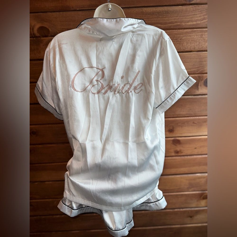 Boohoo Bride 2 Piece Satin PJ Set